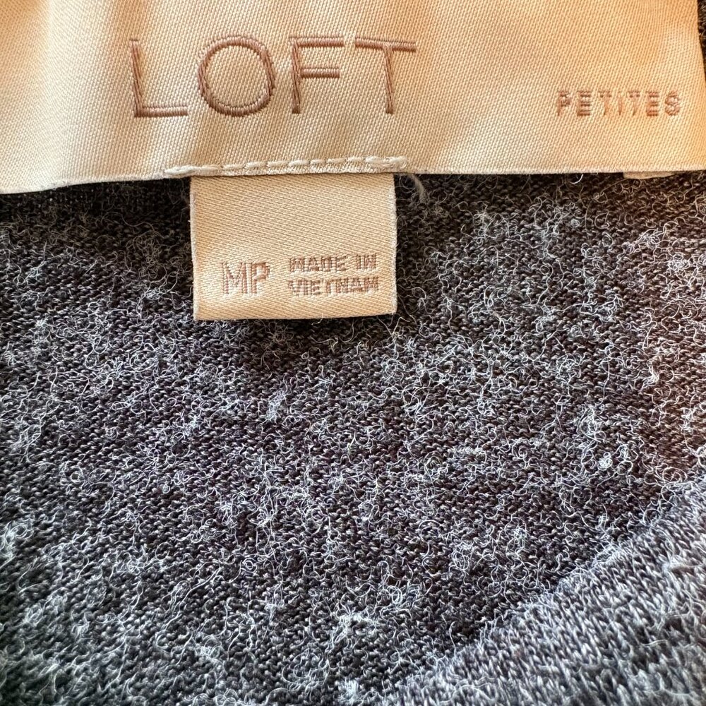 LOFT Dark Heather Gray Short Sleeve Midi Dress Size Medium Petite Minimalist - Picture 6 of 6